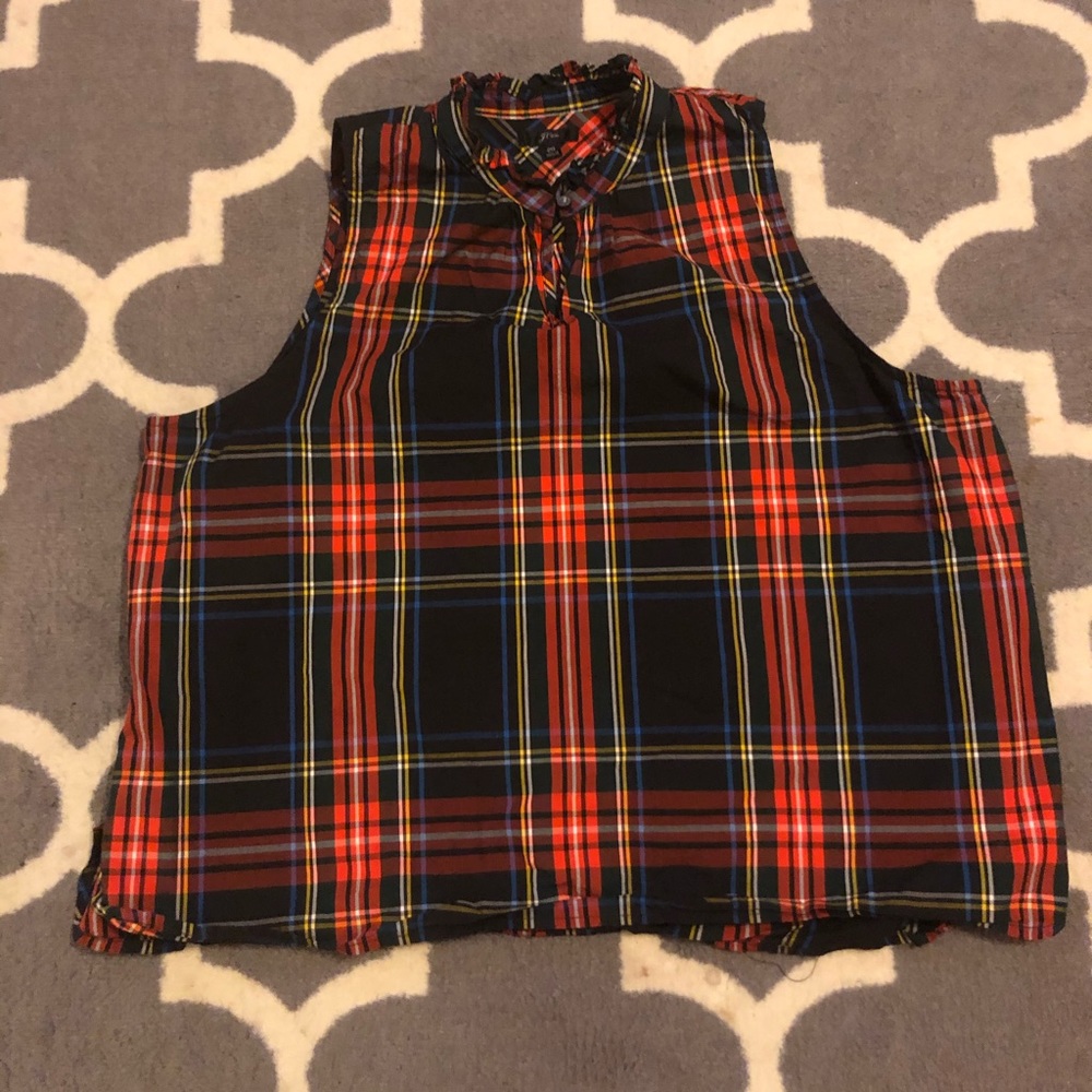 J. crew Sleeveless tartan Plaid blouse